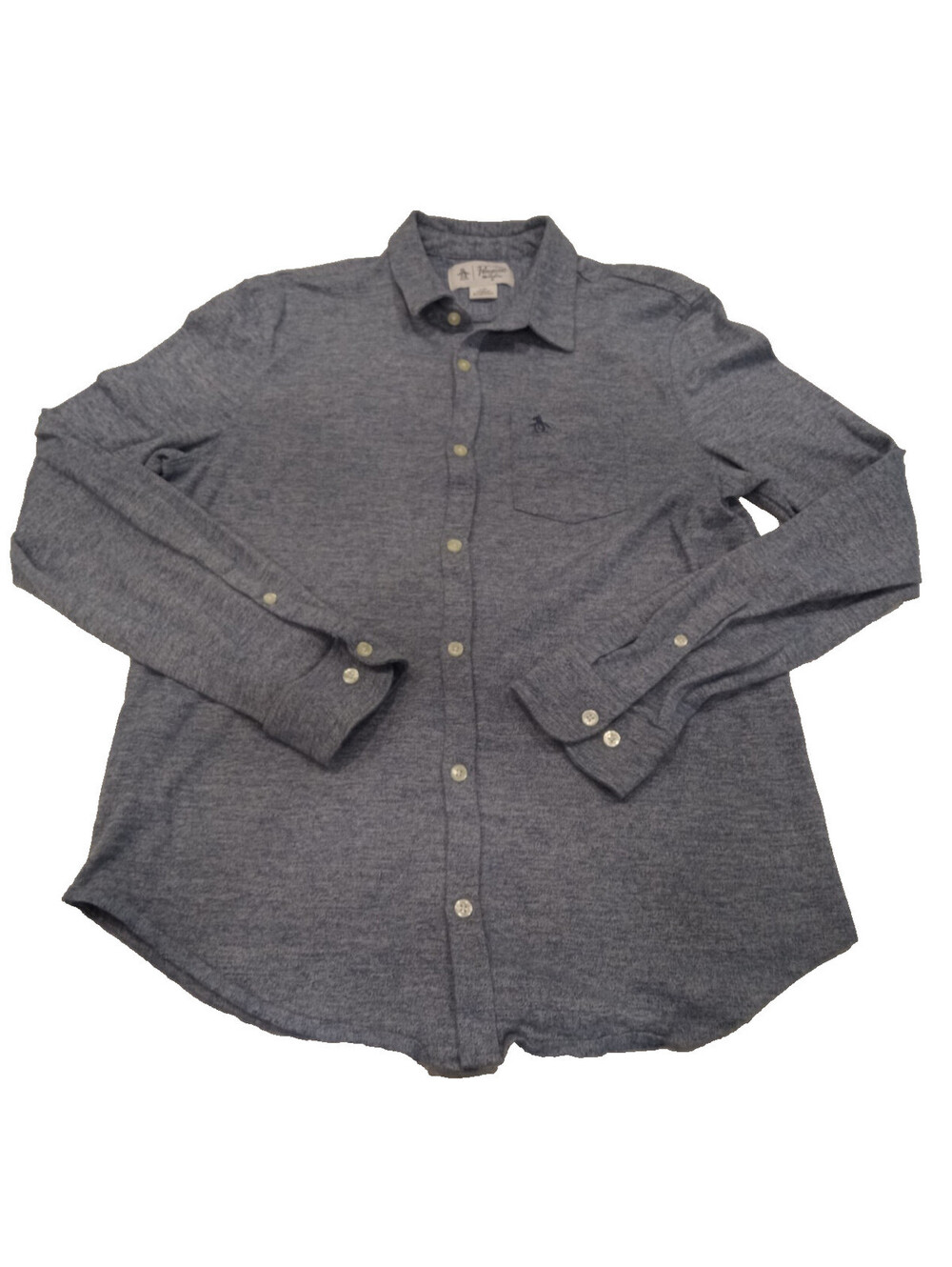 Original Penguin Shirt Mens Large Blue Heathered Long Sleeve Button Down Pocket